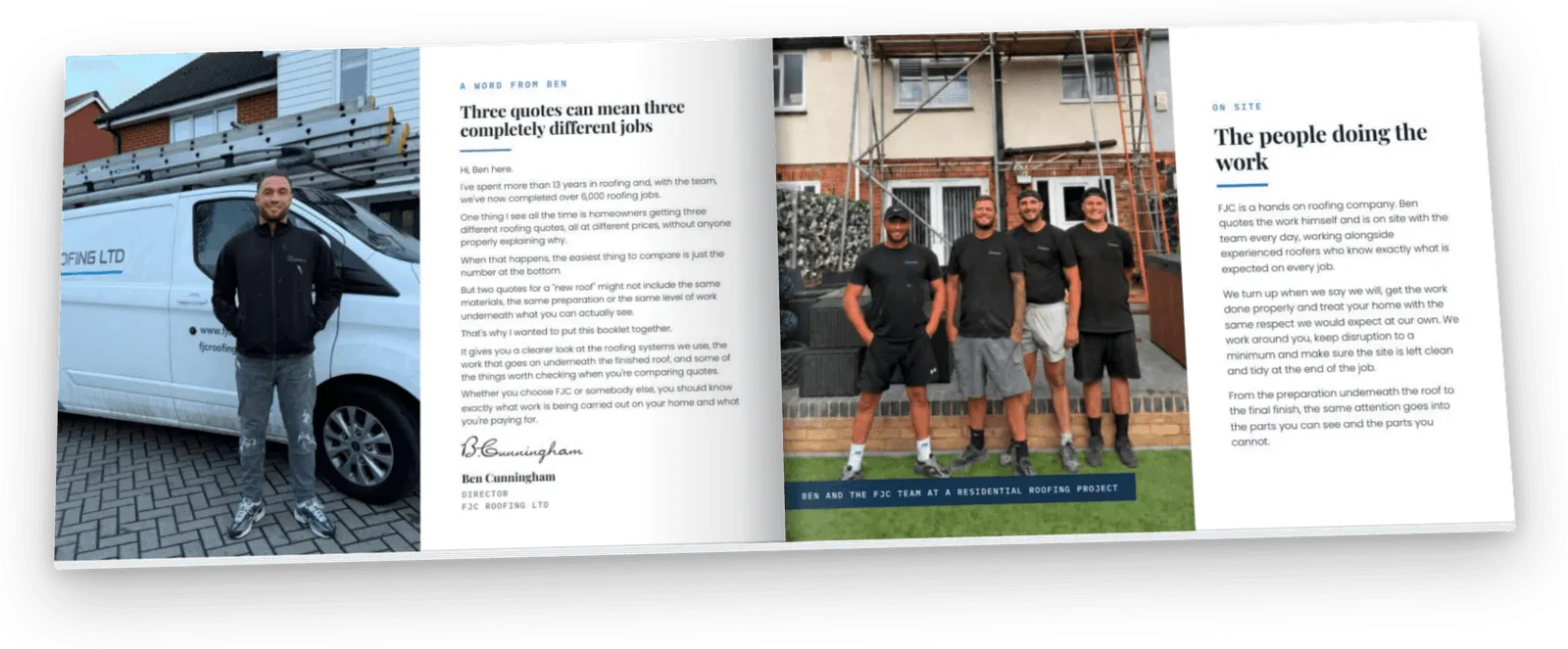 A brochure spread introducing the team