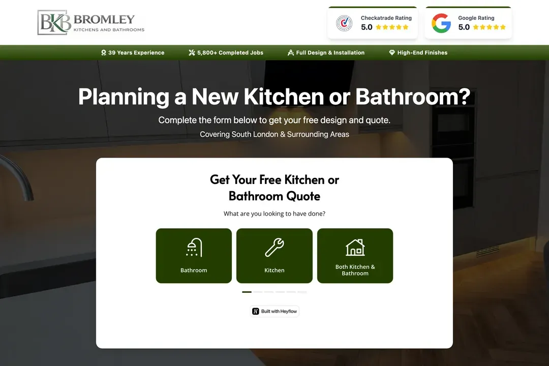 The Bromley Kitchens and Bathrooms website home page
