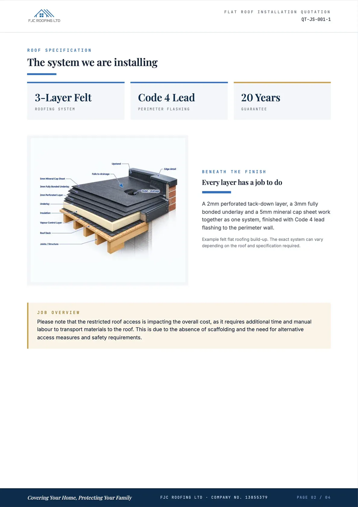 Flat Roof Installation Quotation, page 2 of 4