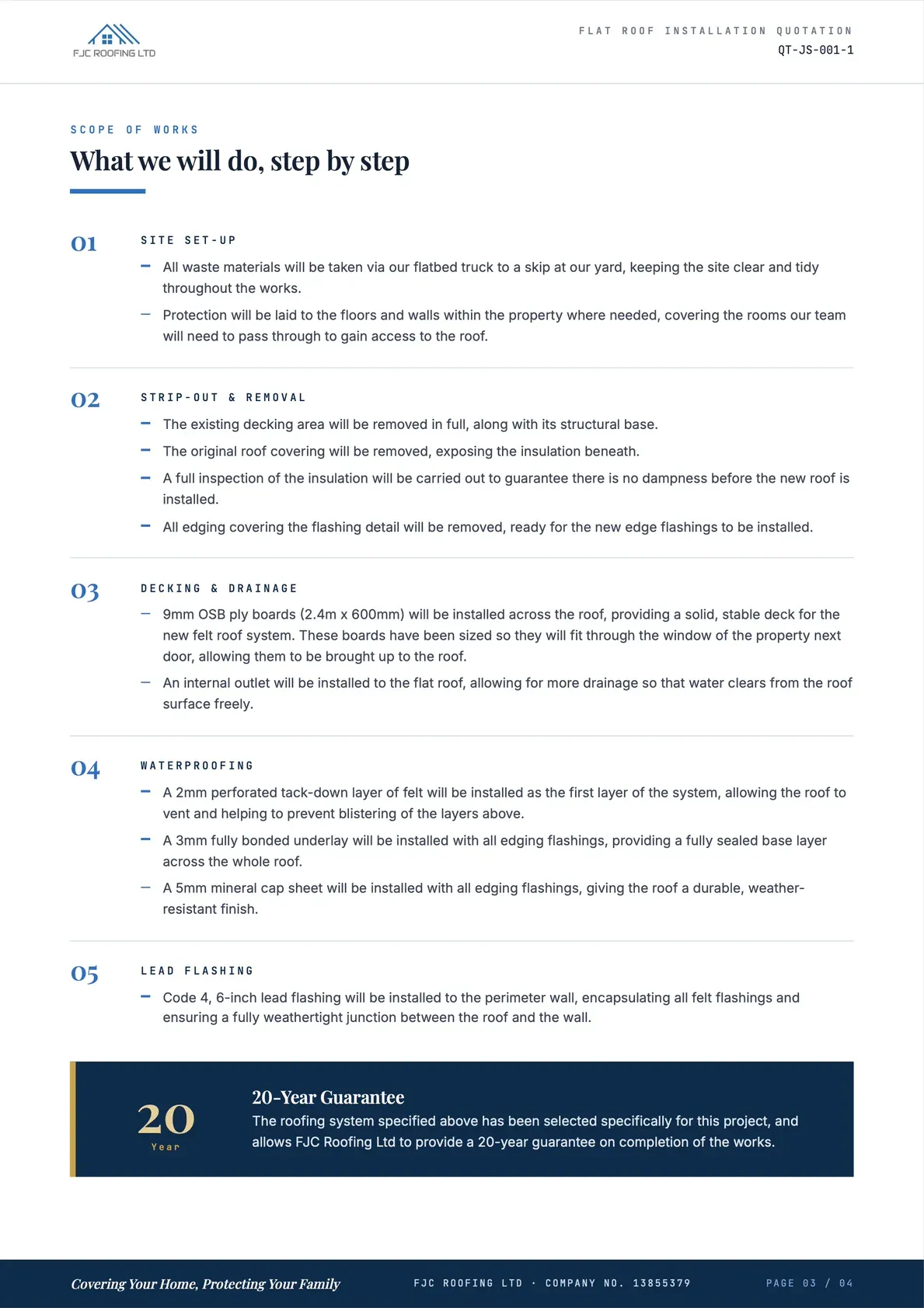 Flat Roof Installation Quotation, page 3 of 4