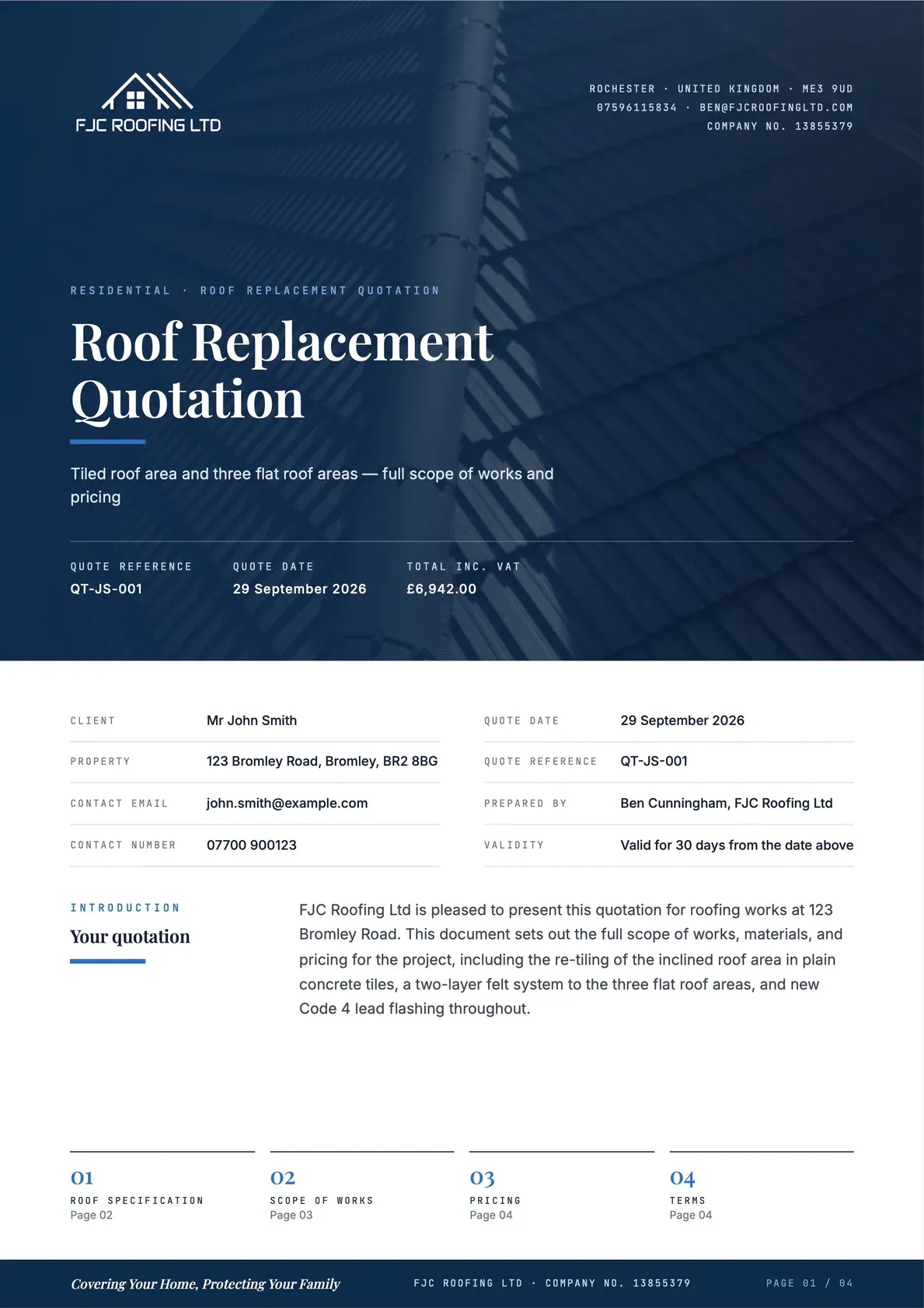 Roof Replacement Quotation, page 1 of 4