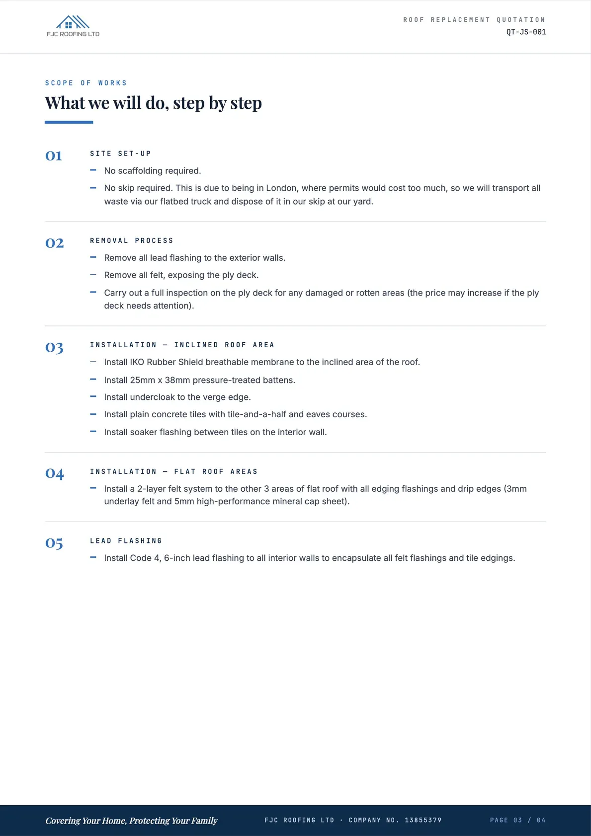 Roof Replacement Quotation, page 3 of 4