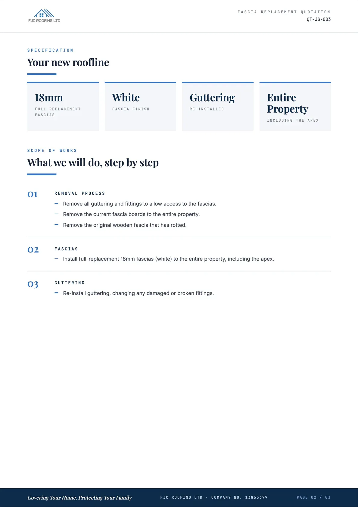 Fascia & Soffit Replacement Quotation, page 2 of 3