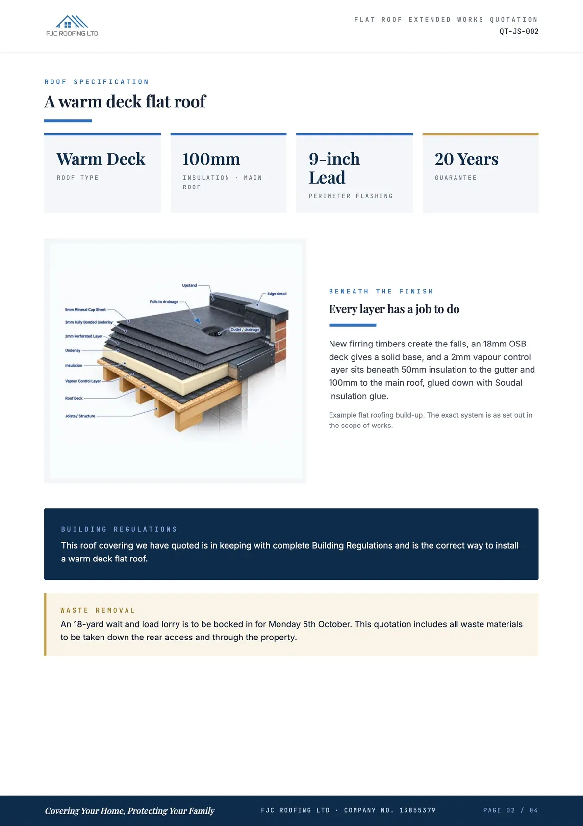 Flat Roof Extended Works Quotation, page 2 of 4