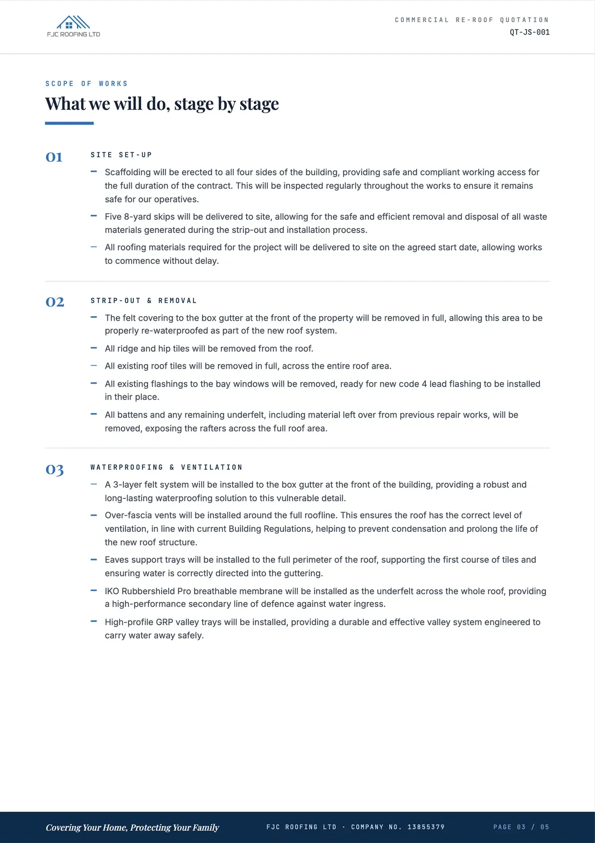 Commercial Re-Roof Quotation, page 3 of 5