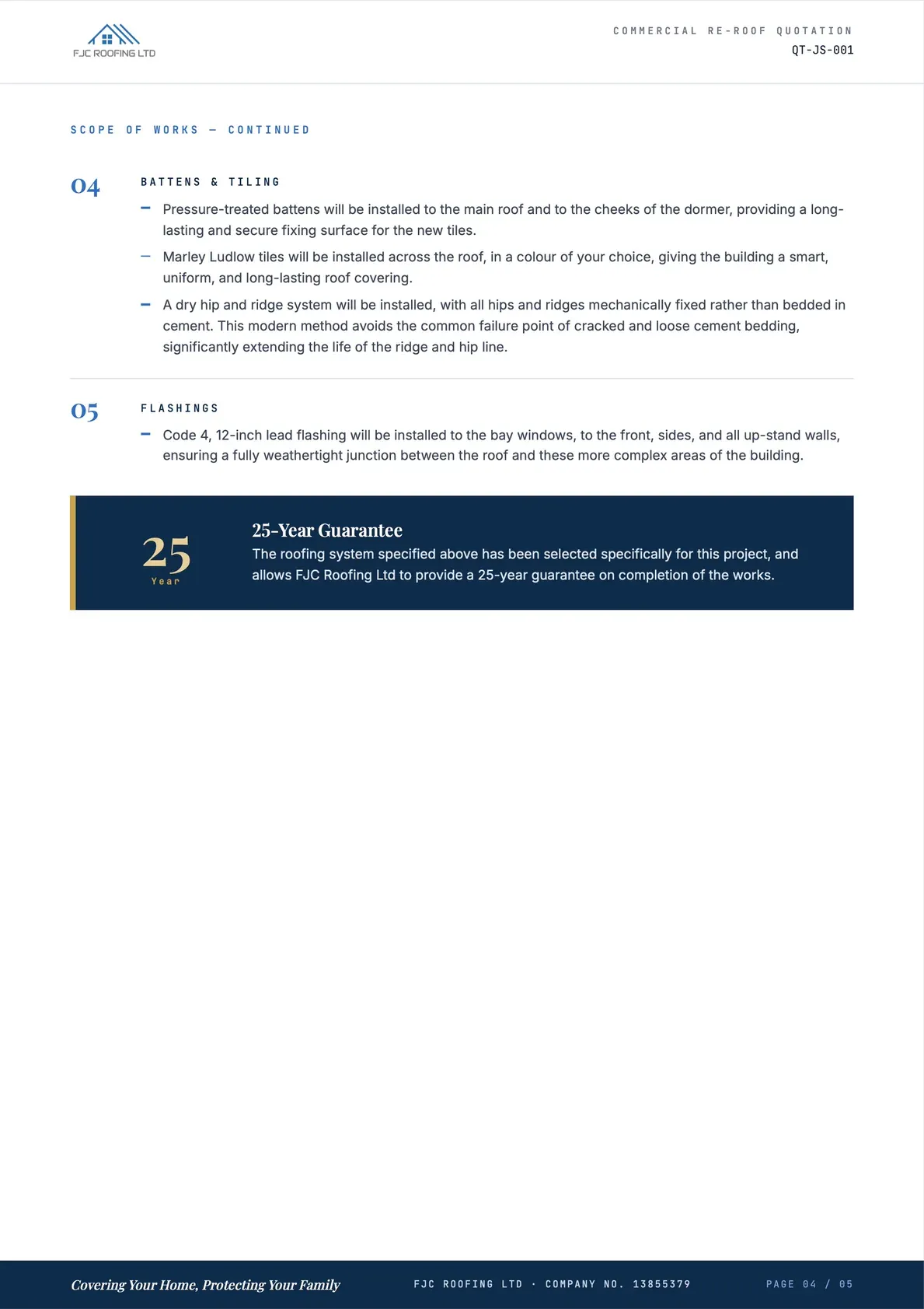 Commercial Re-Roof Quotation, page 4 of 5