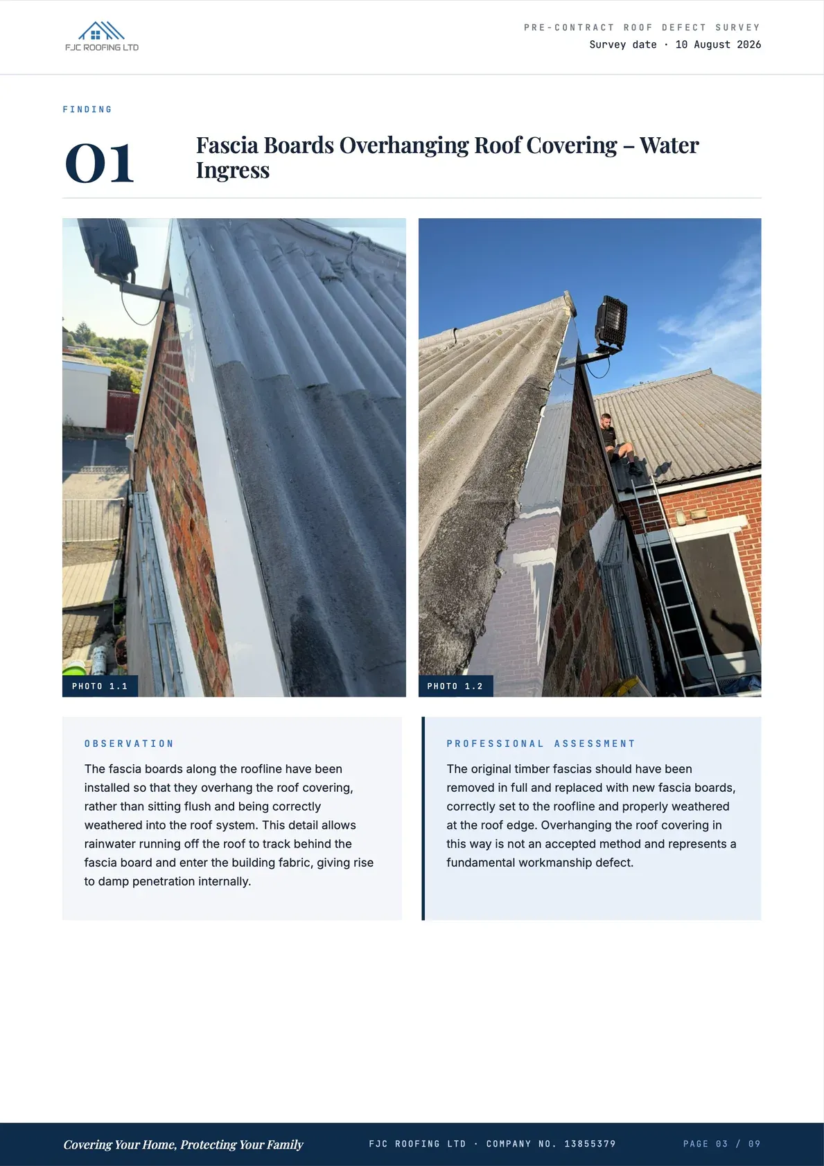 Roof Defect Survey Report, page 3 of 9