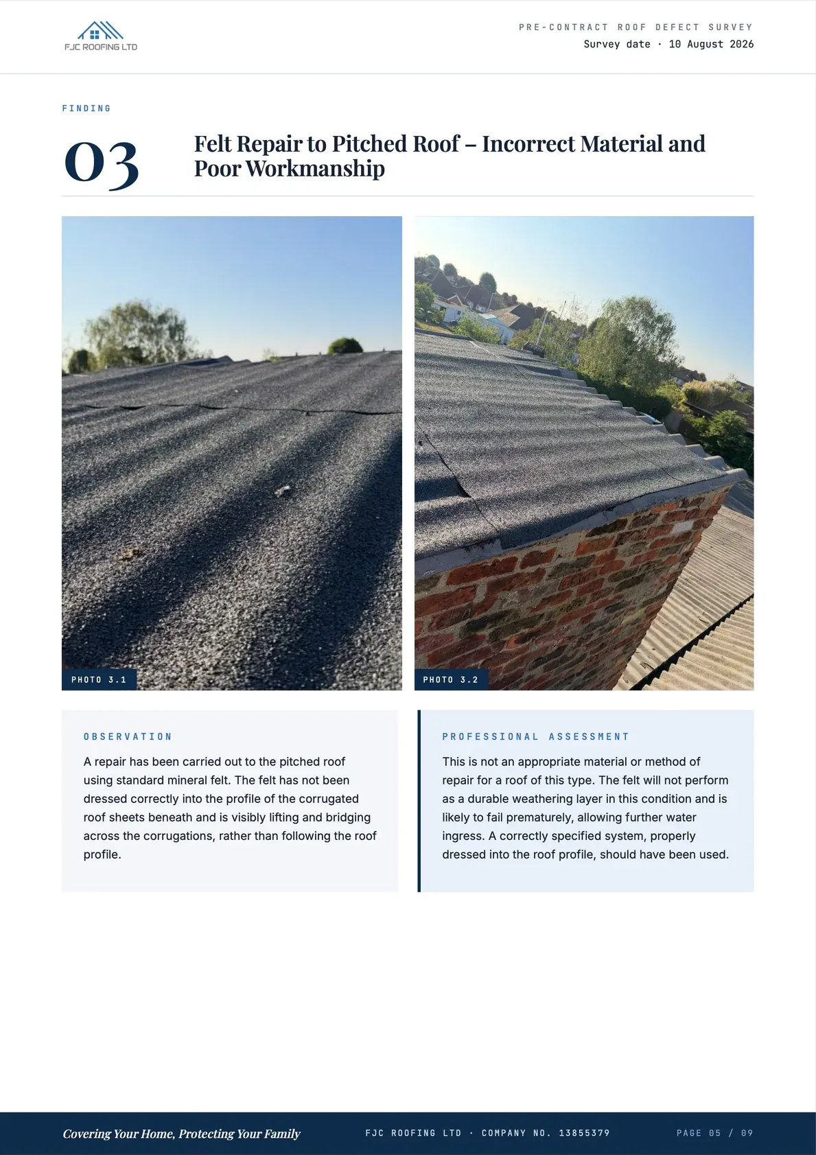 Roof Defect Survey Report, page 5 of 9