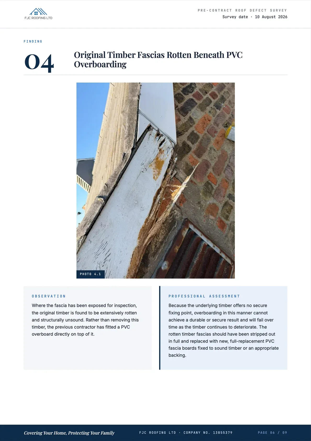 Roof Defect Survey Report, page 6 of 9