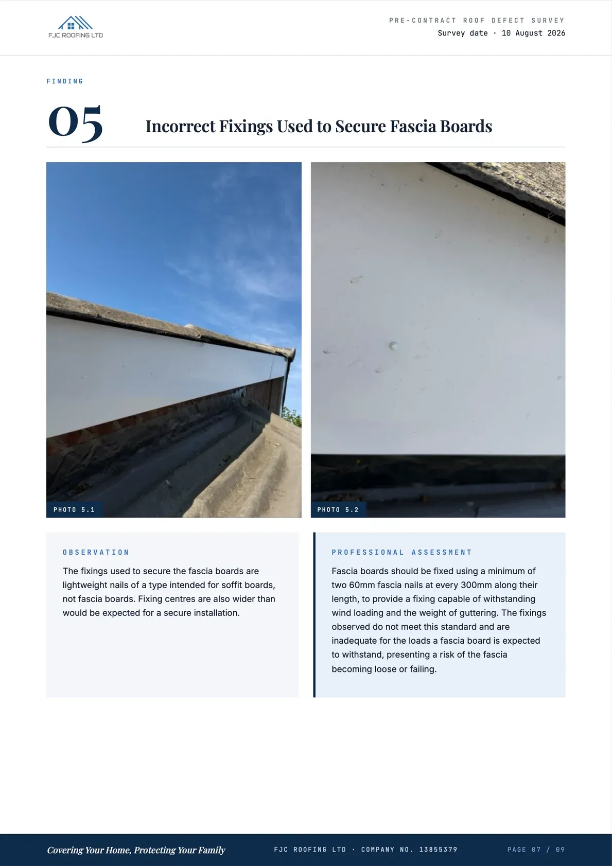 Roof Defect Survey Report, page 7 of 9