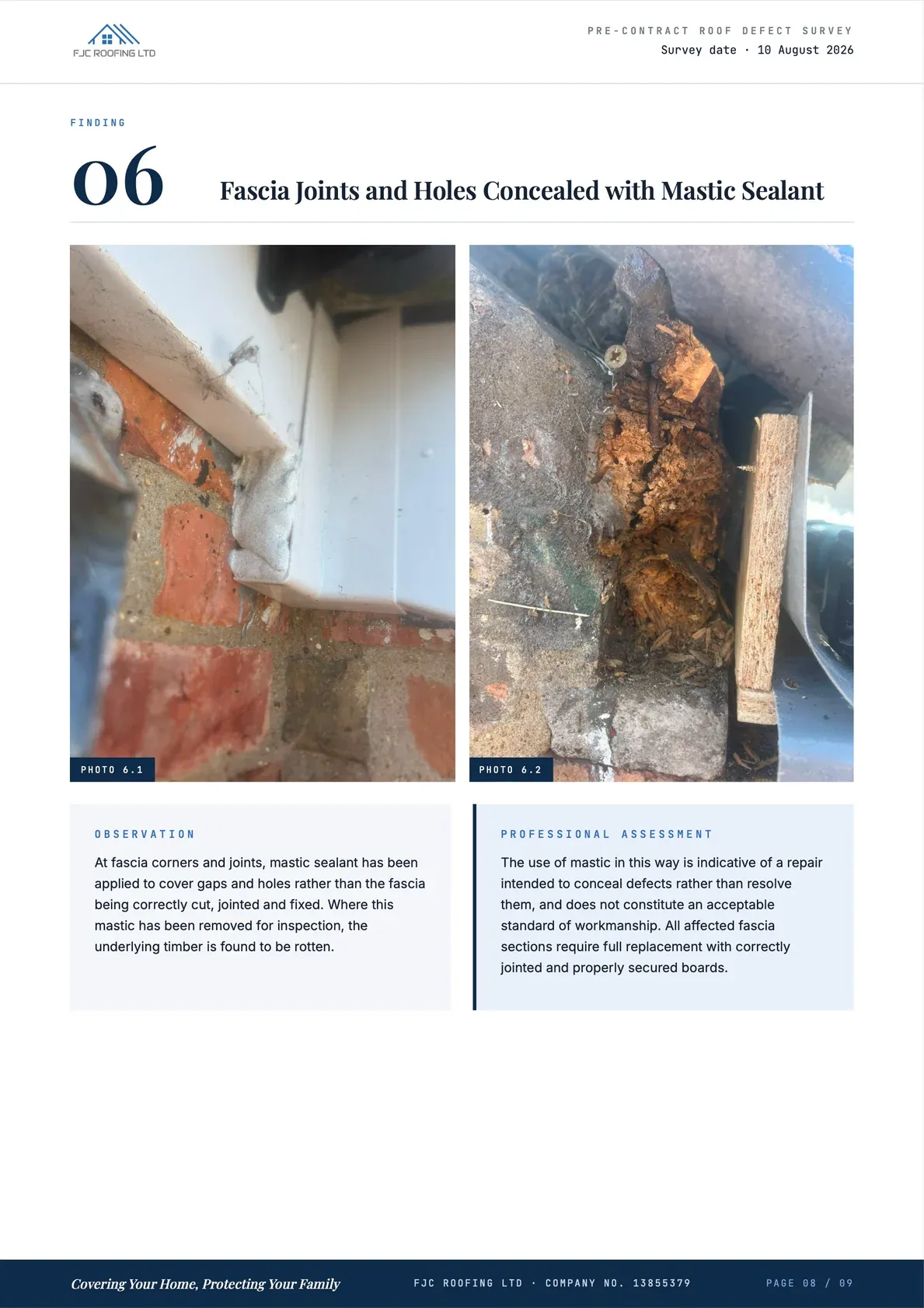 Roof Defect Survey Report, page 8 of 9