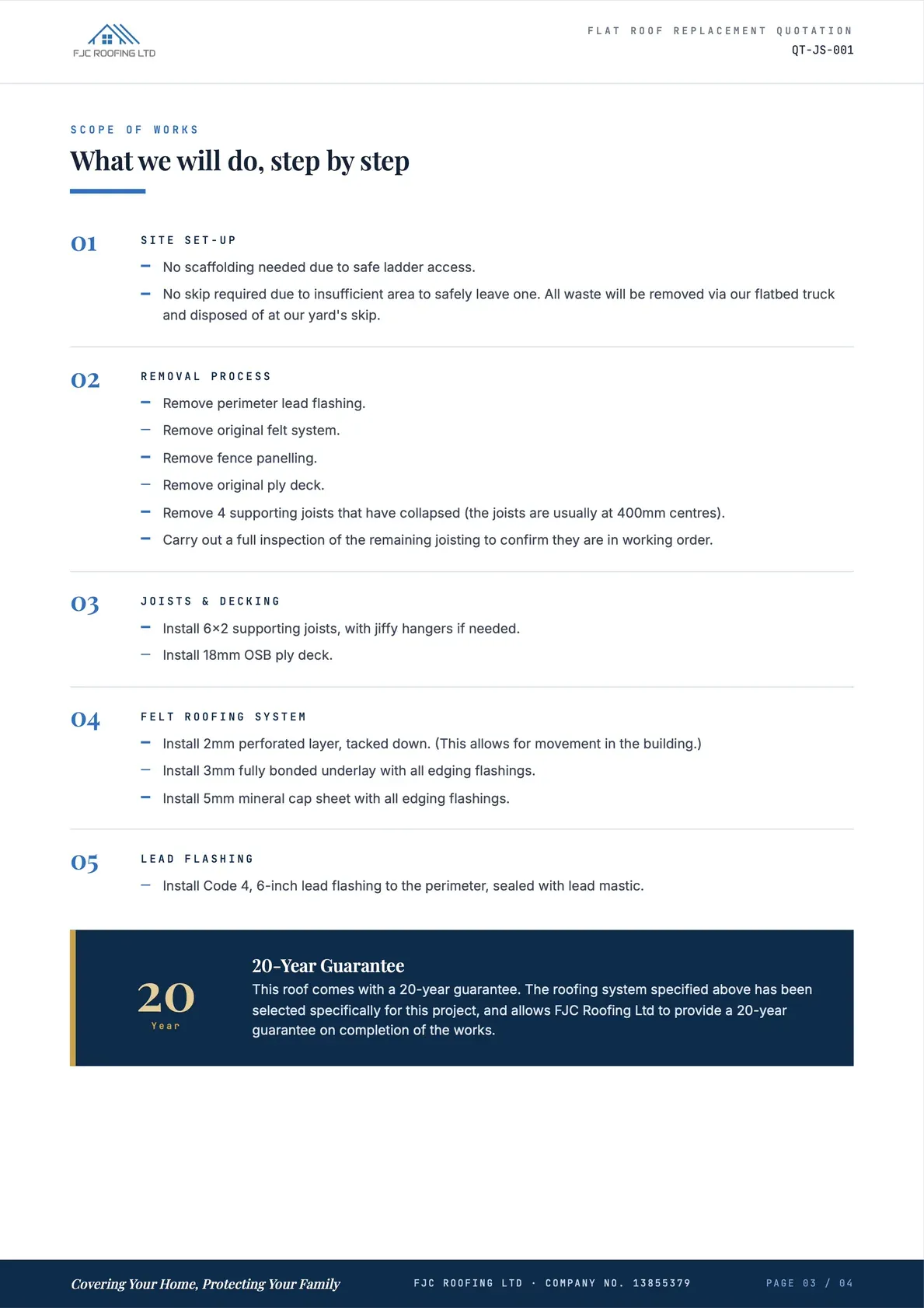 Flat Roof Replacement Quotation, page 3 of 4