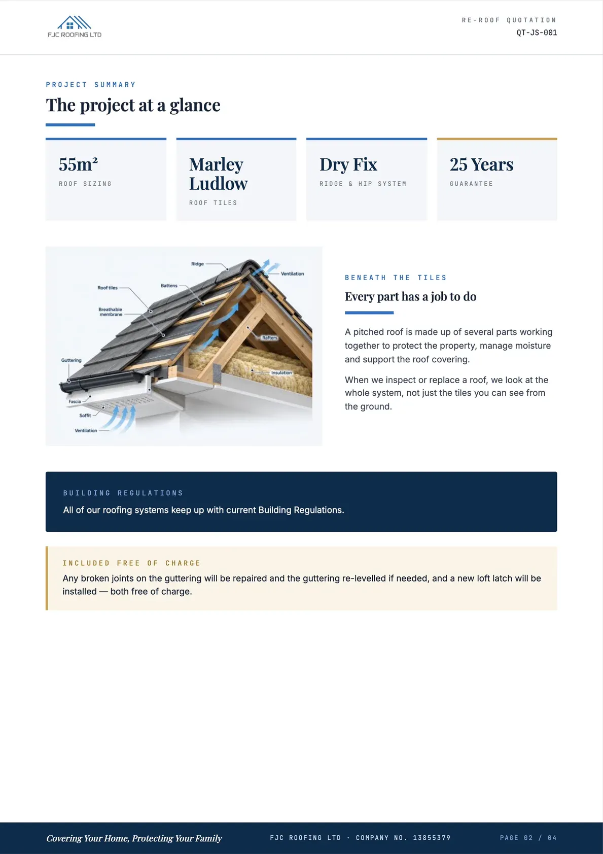 Tiled Re-Roof Quotation, page 2 of 4