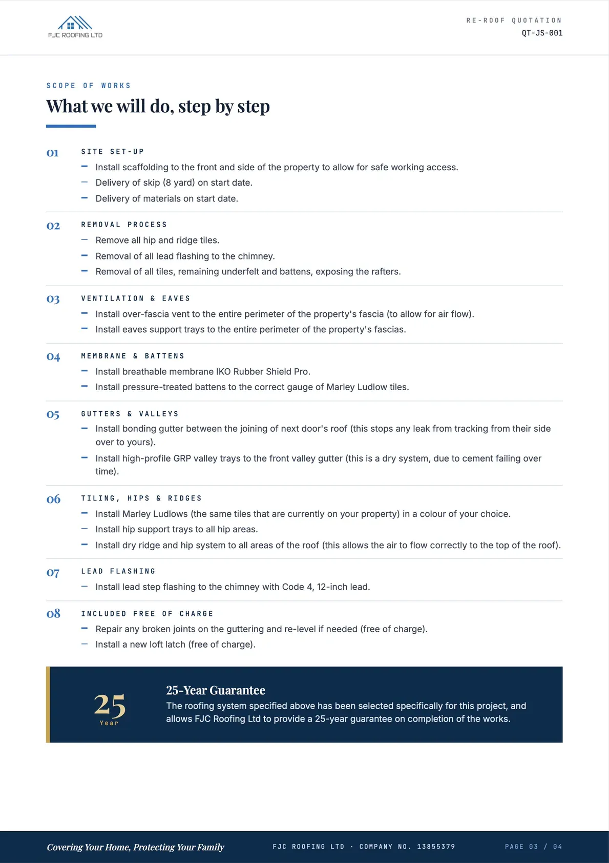 Tiled Re-Roof Quotation, page 3 of 4
