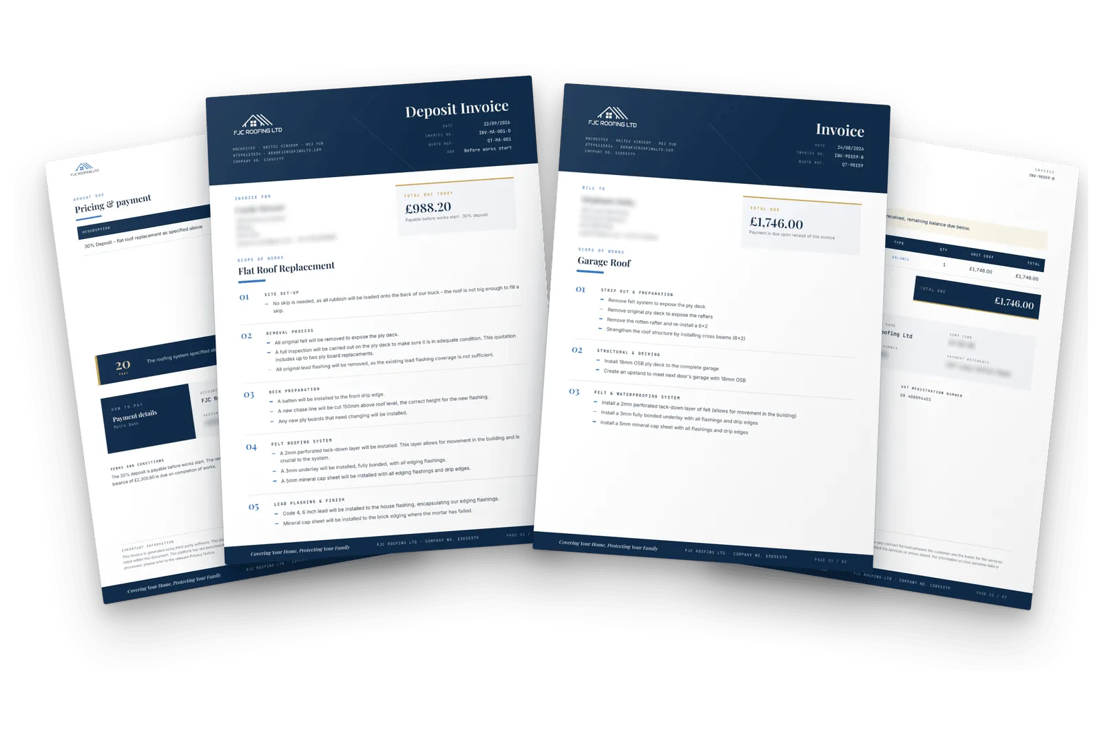 Branded deposit and balance invoices