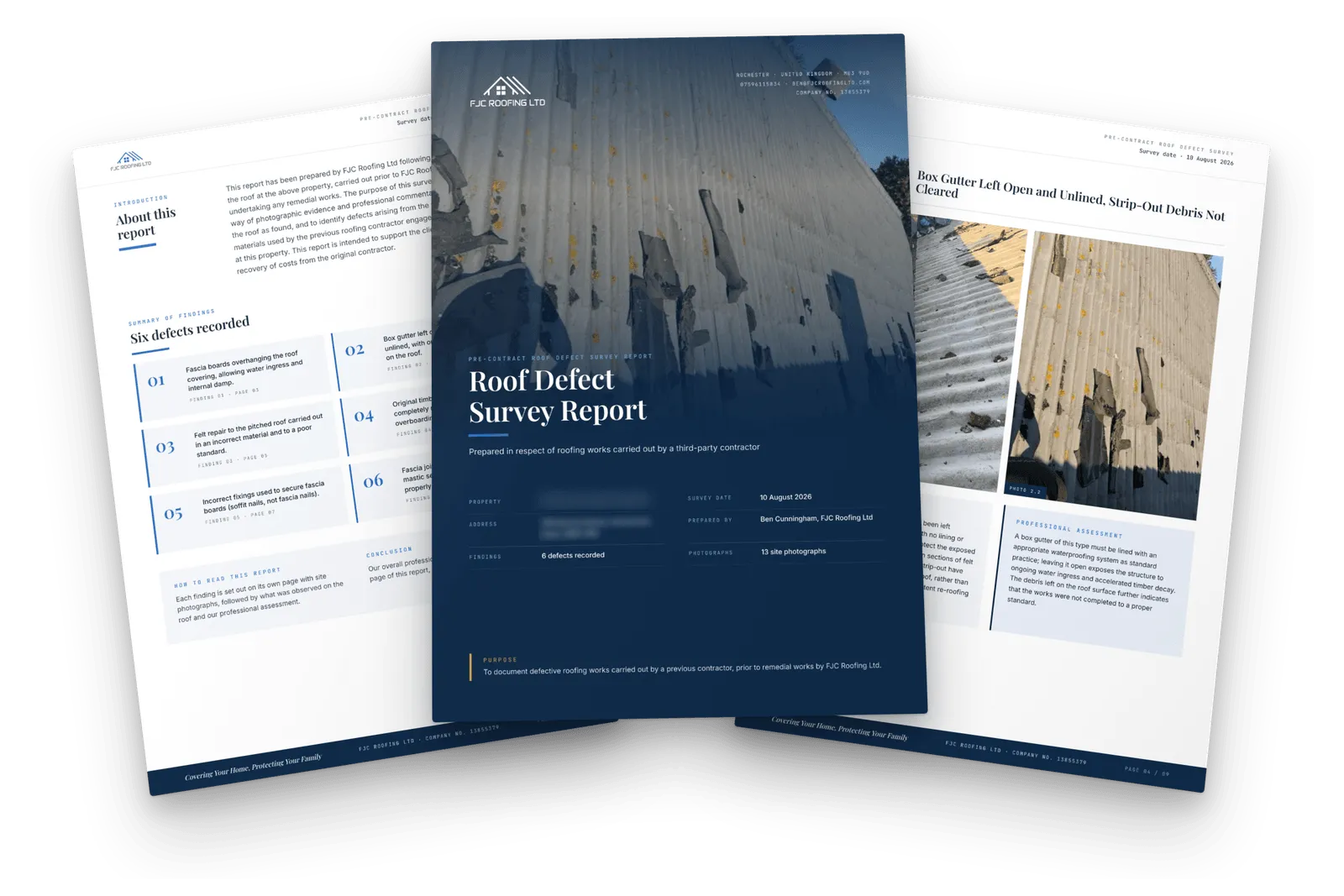 A branded roof survey report