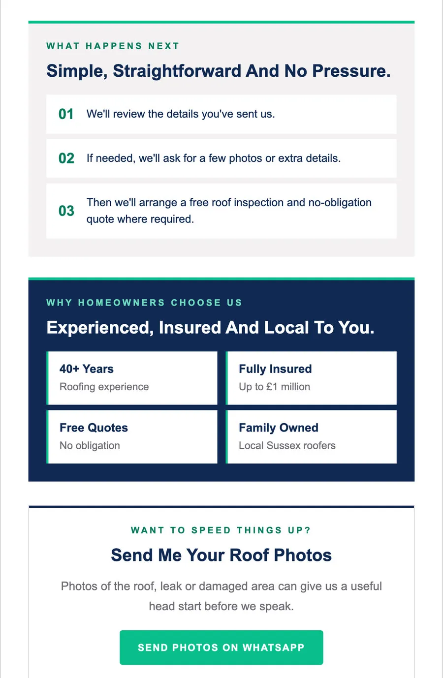 Email section setting out what happens next, in three steps