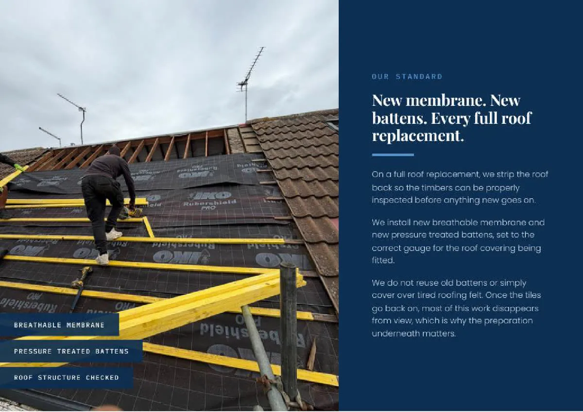Brochure spread detailing workmanship
